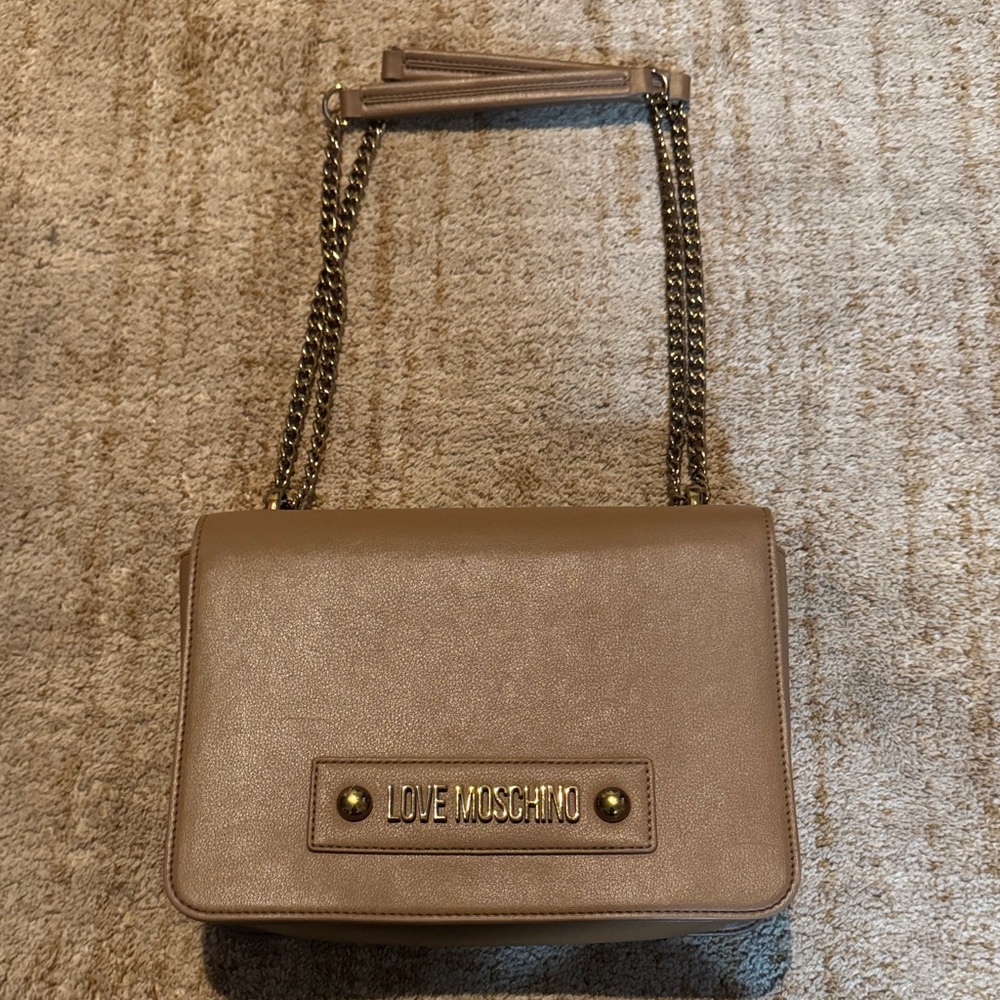 Love Moschino Brown Shoulder Bag with Gold Accents